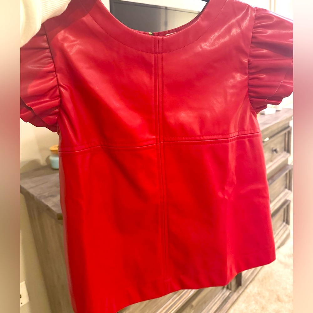 NWT red faux leather top size medium (fits 4-6)